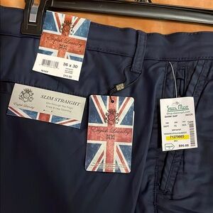 English Laundry Dark Blue Slim Straight Trousers 36x 30 new w tags
